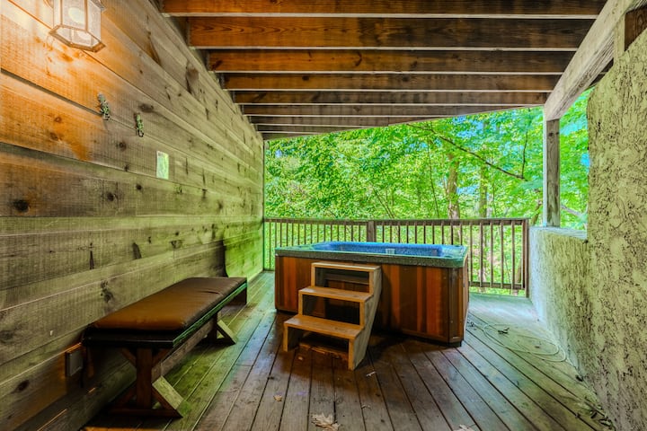 enjoy a second private hot tub off the master bedroom