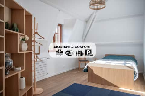 Apartment with Parking - Air Conditioning - 1 hour from Paris
