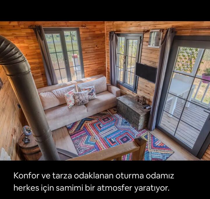 White Tiny House/ Havuz/Şömine /TV/wi-fi/netflix