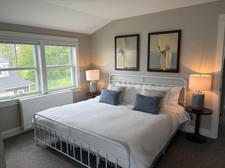 Second bedroom, located on the second floor, with a king sized bed. Also has its own mini split to control both heat or AC. 