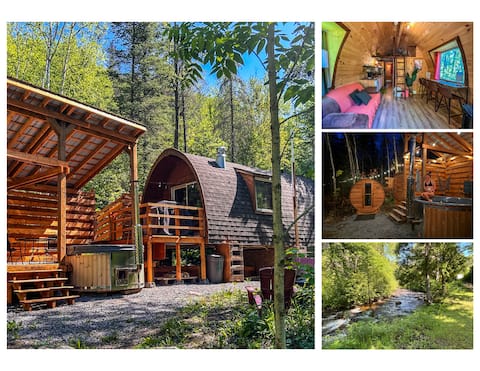 Spa, Sauna & River, Enchanting Hobbit Pod