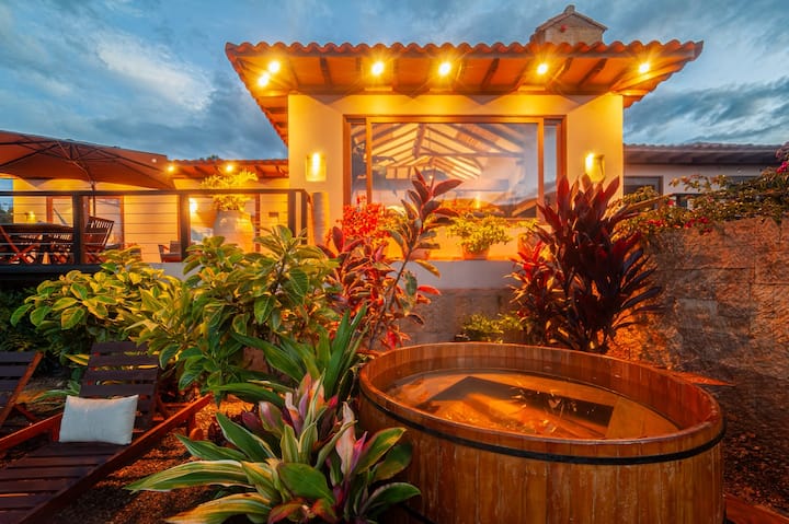 Hot tub, mountain view