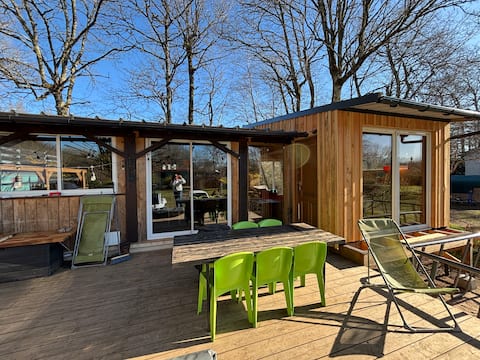 Riverfront cabin with pool