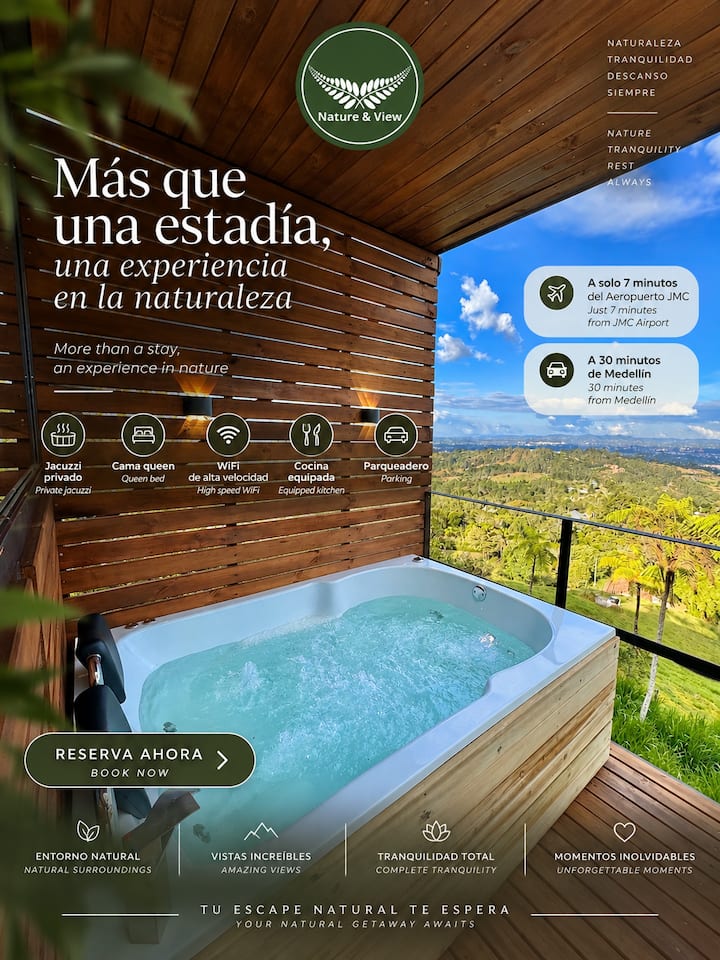 (1) Luxury Cabin + Hot Tub | 7 min to JMC | 30 min to Medellín