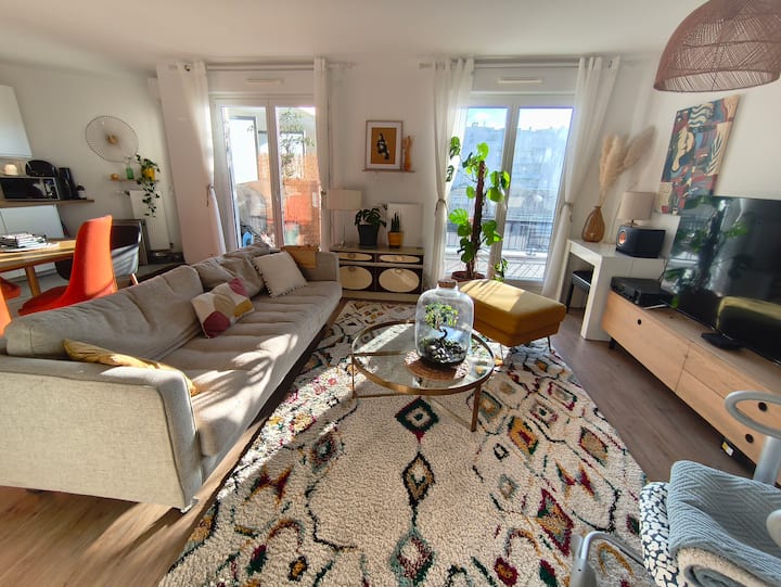Grand T3 91m² • Balcon • 15min Paris • Parking - Saint-Ouen