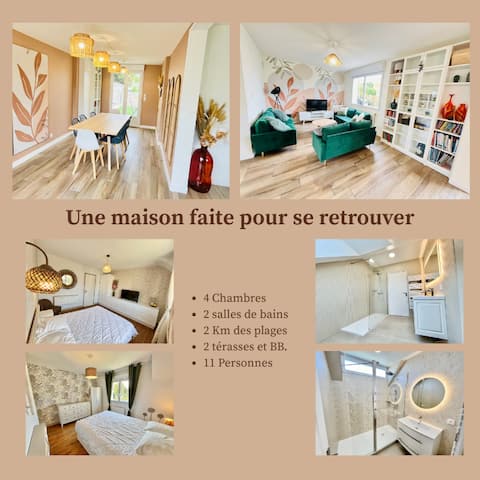 Large family home city center-2 Km beaches