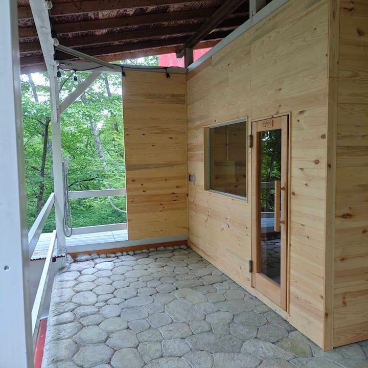 北軽井沢 森の別荘NO3 マウンテンビュー | 2F絶景サウナ誕生！BBQ屋根
