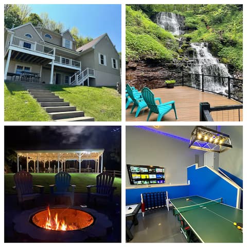 GameRm-Waterfall w/Deck-Slp28-FirePit-PavilionVIEW