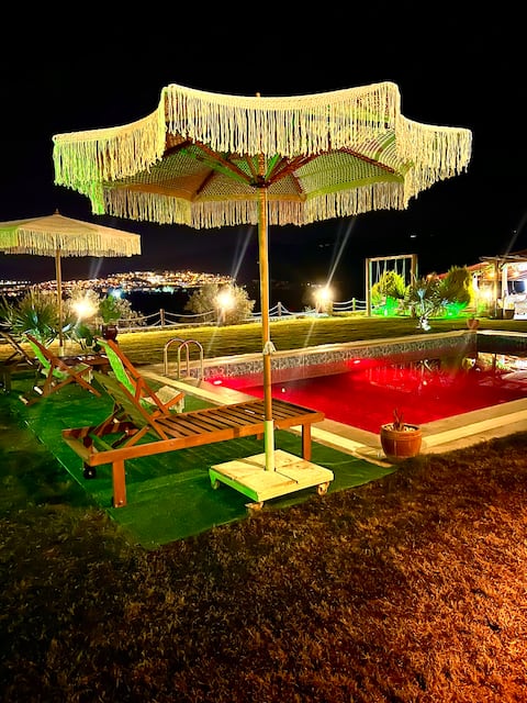 Olive garden efes villa with heated pool and fireplace