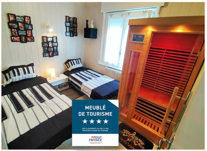 2 single beds. Heating. Bed linen. Extra pillows and blankets. Blackout blinds or curtains. Books and reading material. Books + toys for kids. Free parking on premises Sauna. Sound system. Portable Wi-Fi router. Wi-Fi