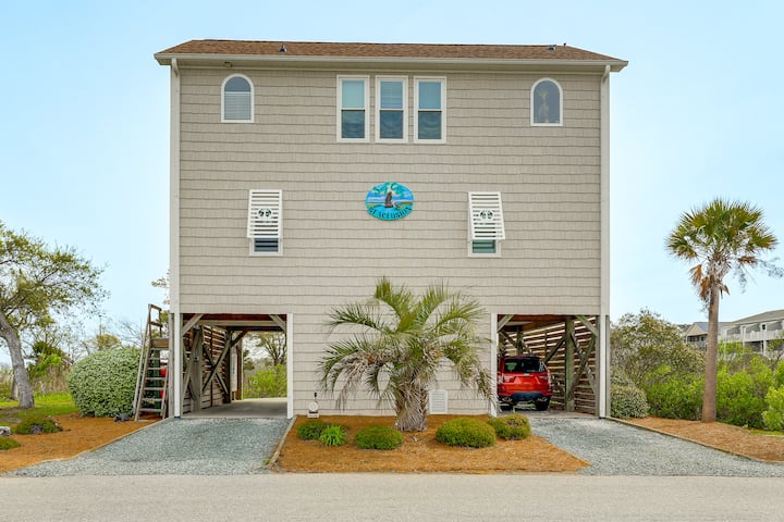 Walk To Surf City Beach: Ocean-view Home W/ Decks! - Topsail Beach, NC