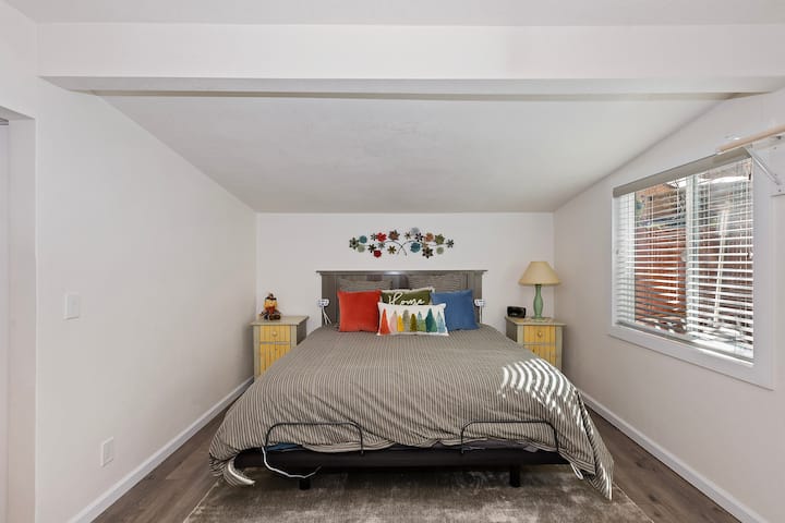 Down comforter, dual controlled electric blanket