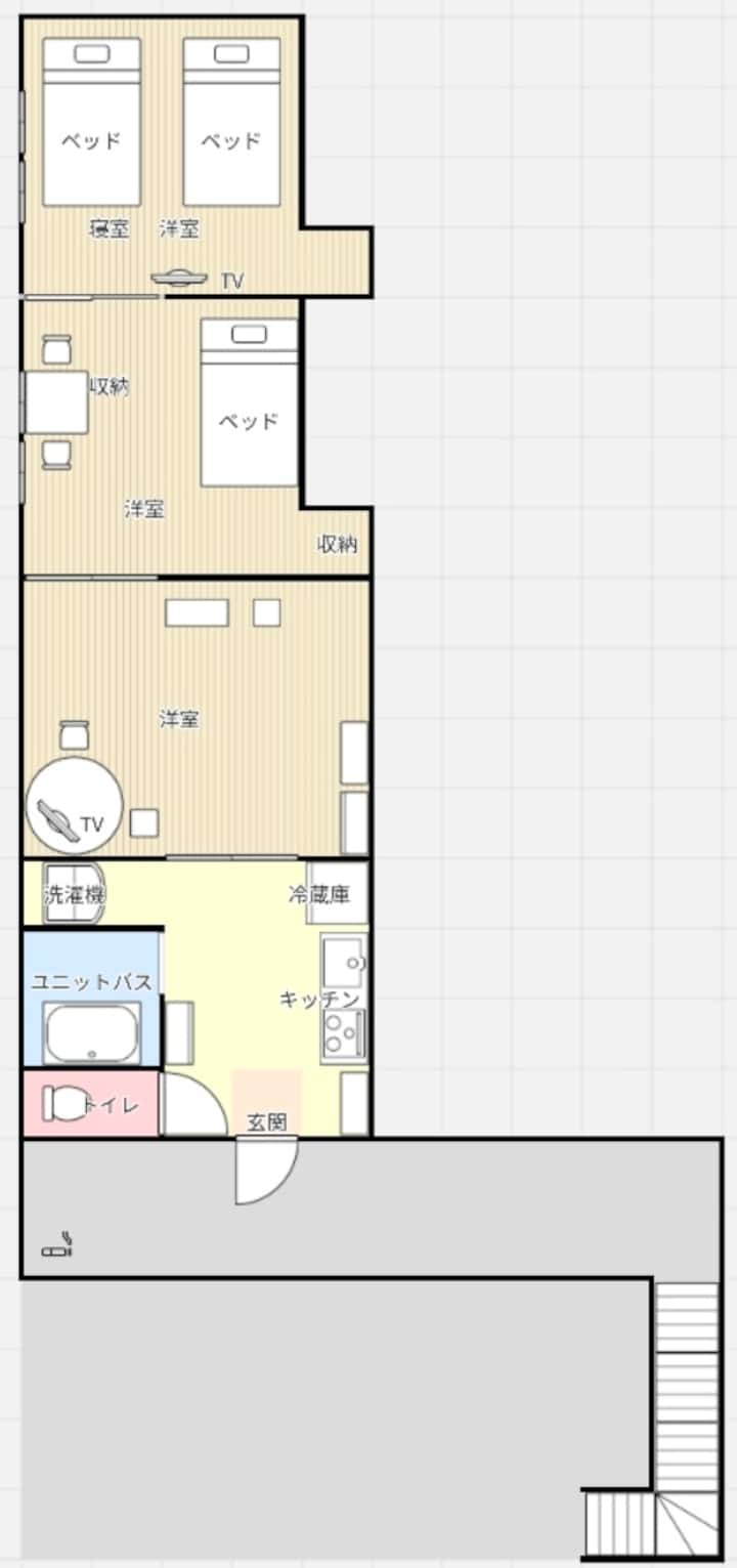 Matsuyama/ishiteji/dogo Onsen 3 Mins/3 Single Bed - Matsuyama