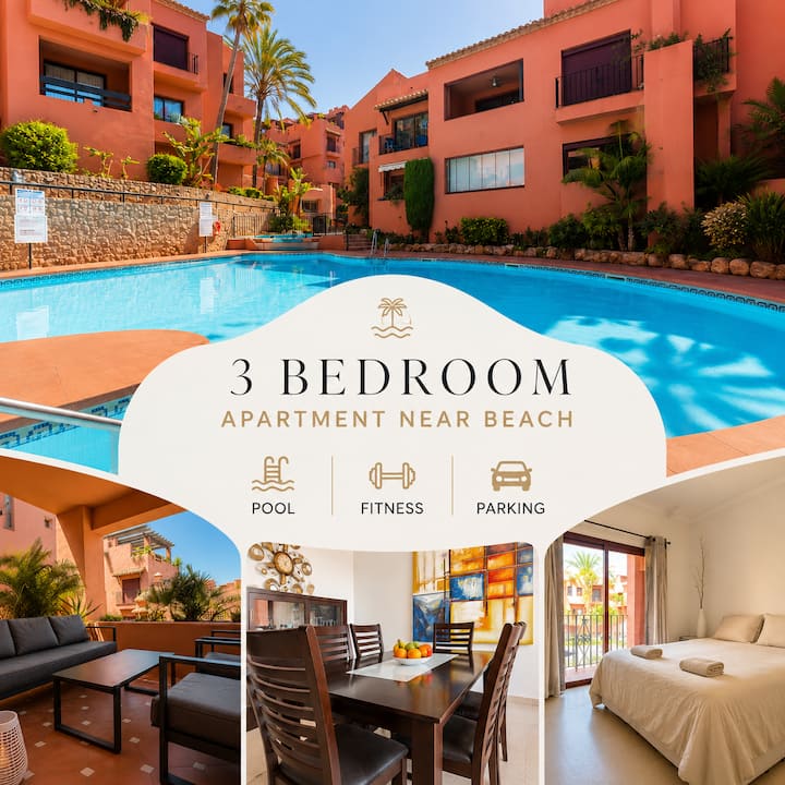 Große Strandwohnung, 3 Schlafzimmer, Parkplatz - Marbella