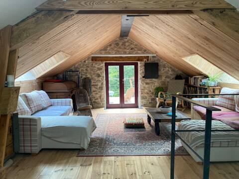 Secluded sheepfold surrounded by nature