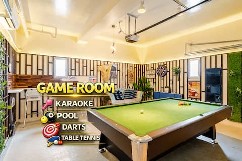 Karaoke, billiards, table tennis, darts, BBQ included | 4 bedrooms, 8 beds, 16 people | Yomitan Vill