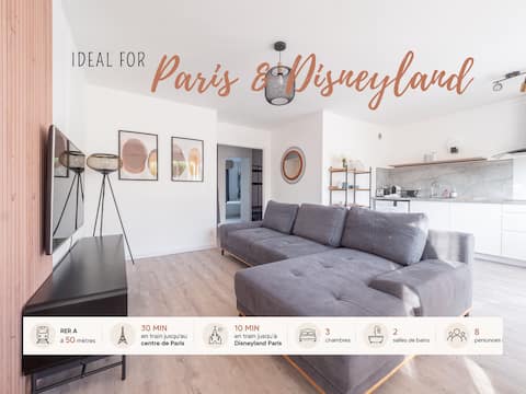 T4/2bath - Family Apt Torcy-RER/10’Disney/25’Paris