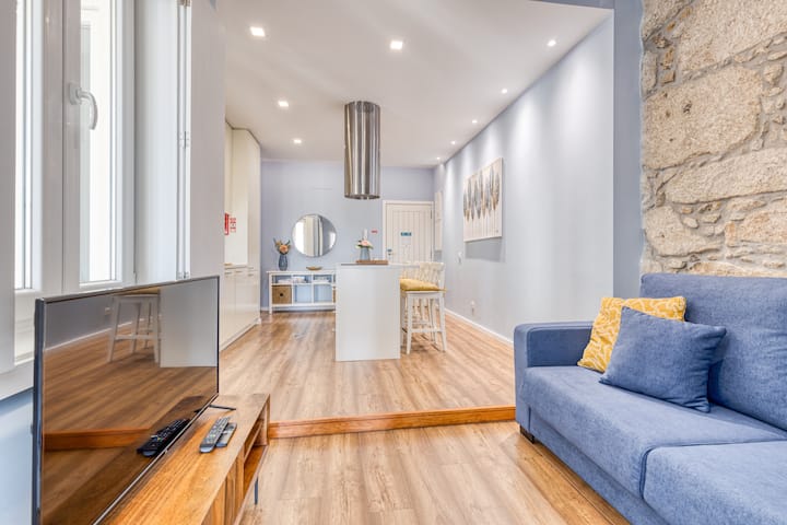 Cocina y sala de estar de espacio abierto