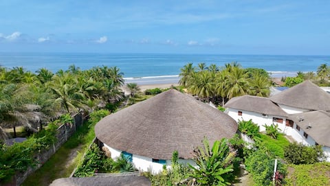 facing the sea with pool