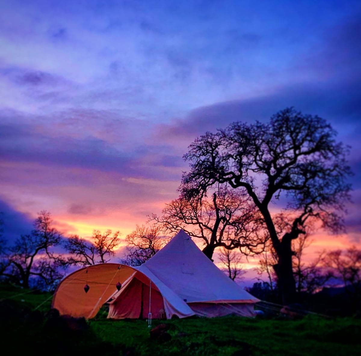 Another incredible sunset light show on a winter evening after a storm. at Bohemian Belle Yurt in Hidden Valley Lake