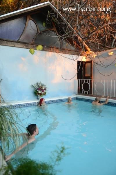 NOT ON PROPERTY The spring fed mineral warm pool at New Age clothing optional spa Harbin Hot Springs is 6 miles away. You need a reservation and pay a day fee $35-55 plus a $15 mem