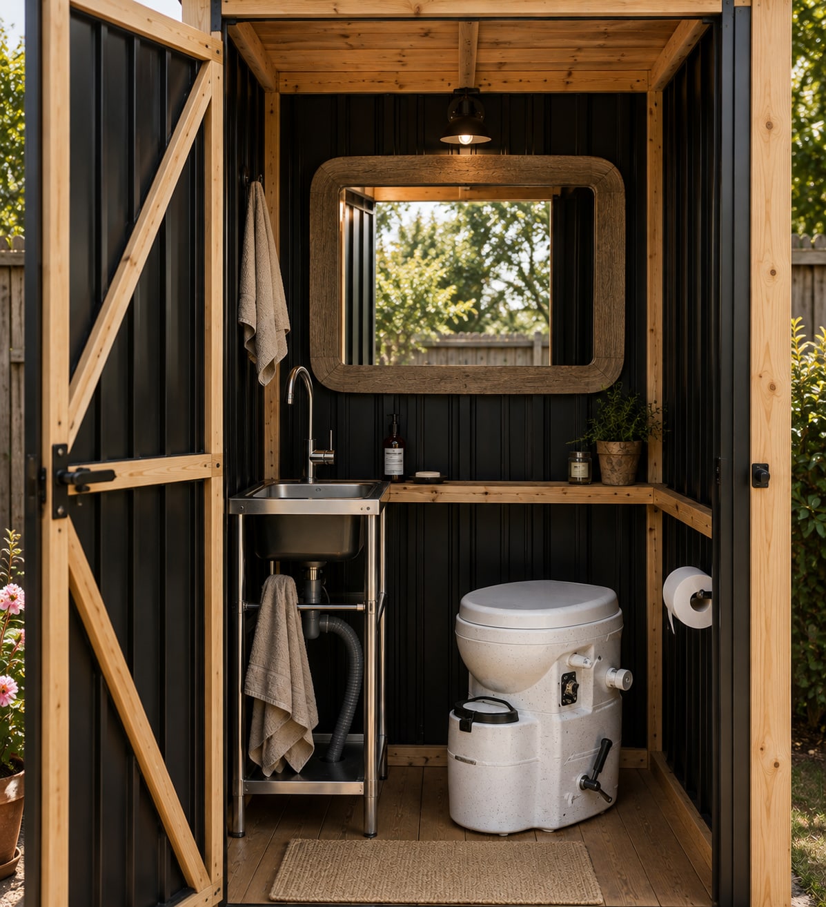 Coming soon: New outdoor bathroom with Nature’s Head compost toilet. at Bohemian Belle Yurt in Hidden Valley Lake
