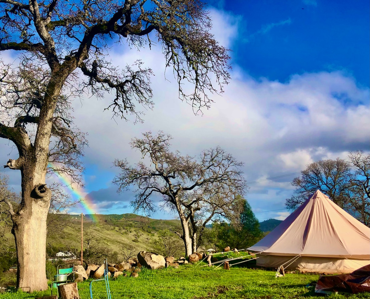 After the Spring rains come rainbows at Bohemian Belle Yurt in Hidden Valley Lake