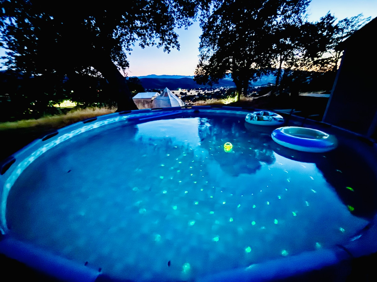 We have a 15 foot splash pool June-September. at Bohemian Belle Yurt in Hidden Valley Lake