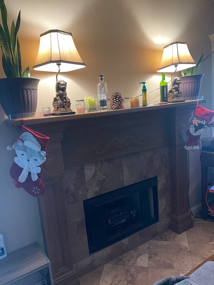 Chimney katika sebule ya pamoja 