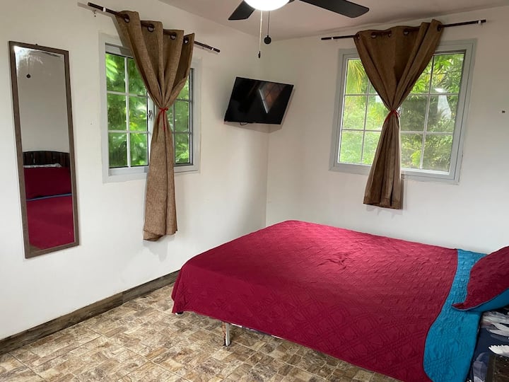 Upper bedroom with a fan (not a/c)