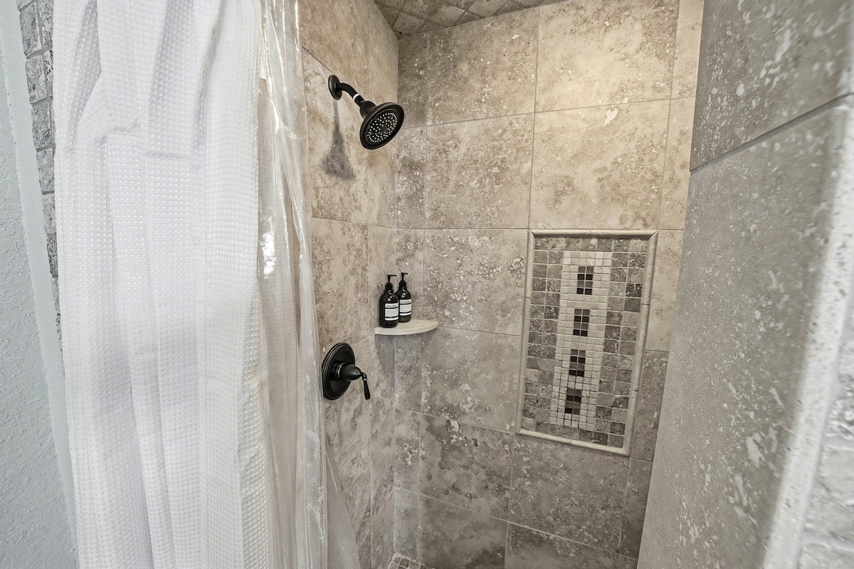 Tiled walk-in shower
