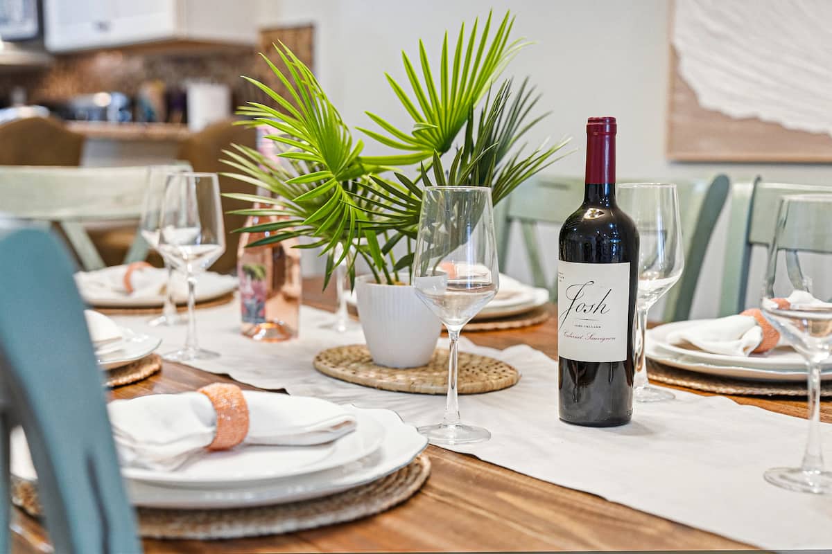 Dining table set for the whole group