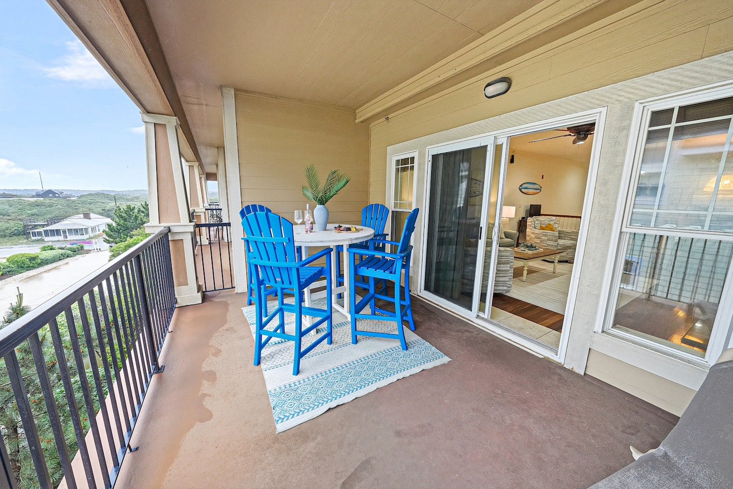 Enjoy your own outdoor retreat with a private balcony, fresh coastal air, and the perfect spot to unwind after a beach day.