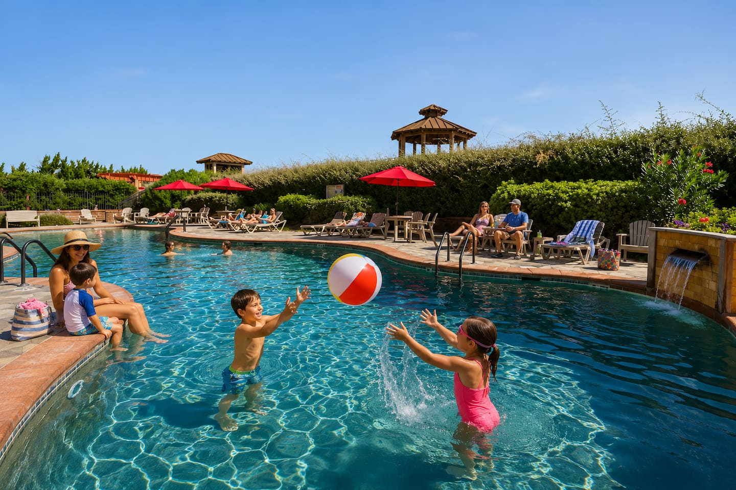 The kind of vacation kids remember for years. Spend sunny afternoons splashing in the resort pool, tossing a beach ball, and making new friends while parents relax poolside with a good book and an ice-cold drink.