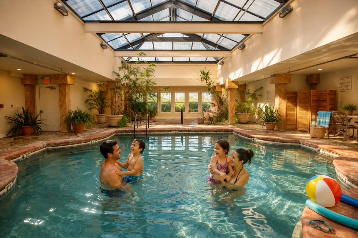 Indoor pool, open rain or shine