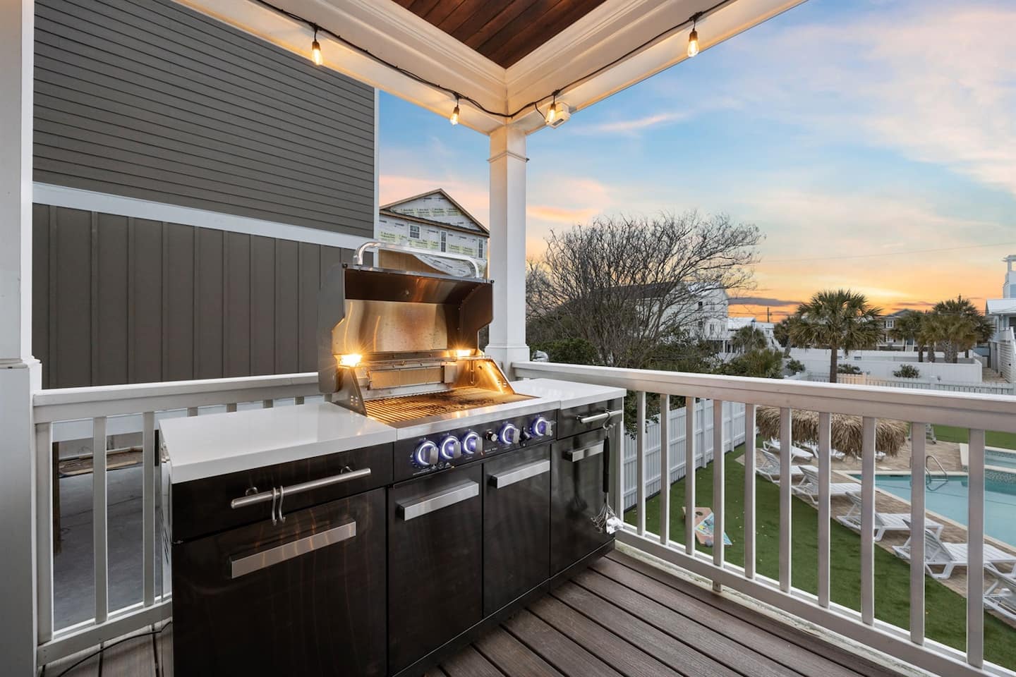 Fire up the grill and feed all eighteen without leaving the property. Dinner happens steps from the pool.