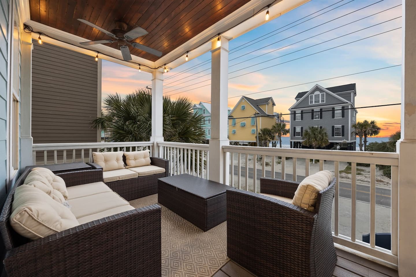 Climb to the second-floor deck for the wider ocean view. The spot the adults quietly claim once the kids are in the pool.