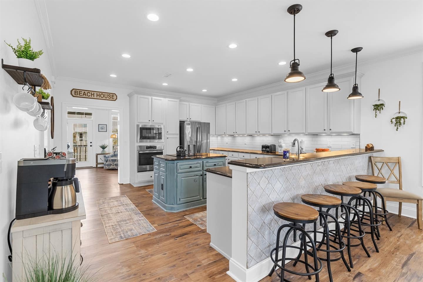 Cook for the whole house in a kitchen that actually fits the crowd. Counter space, two coffee makers, room to work.