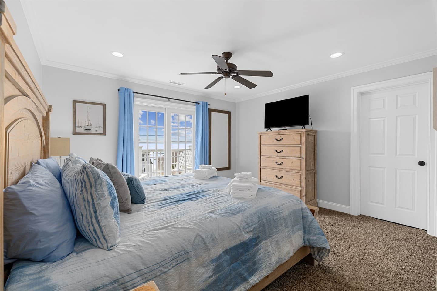 Sleep past seven with the ocean just past your door. The master suite where you finally remember what quiet sounds like.