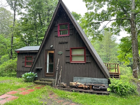 A-Frame cabin in the woods