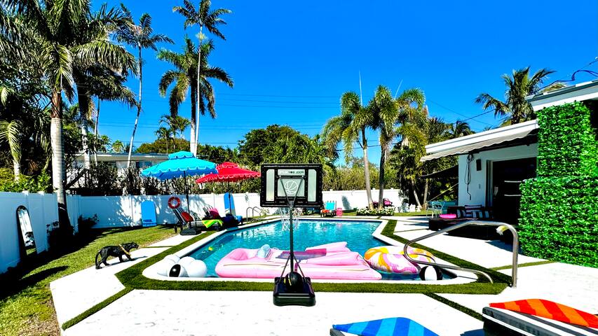 Heated Pool Retreat Just Steps from the Beach