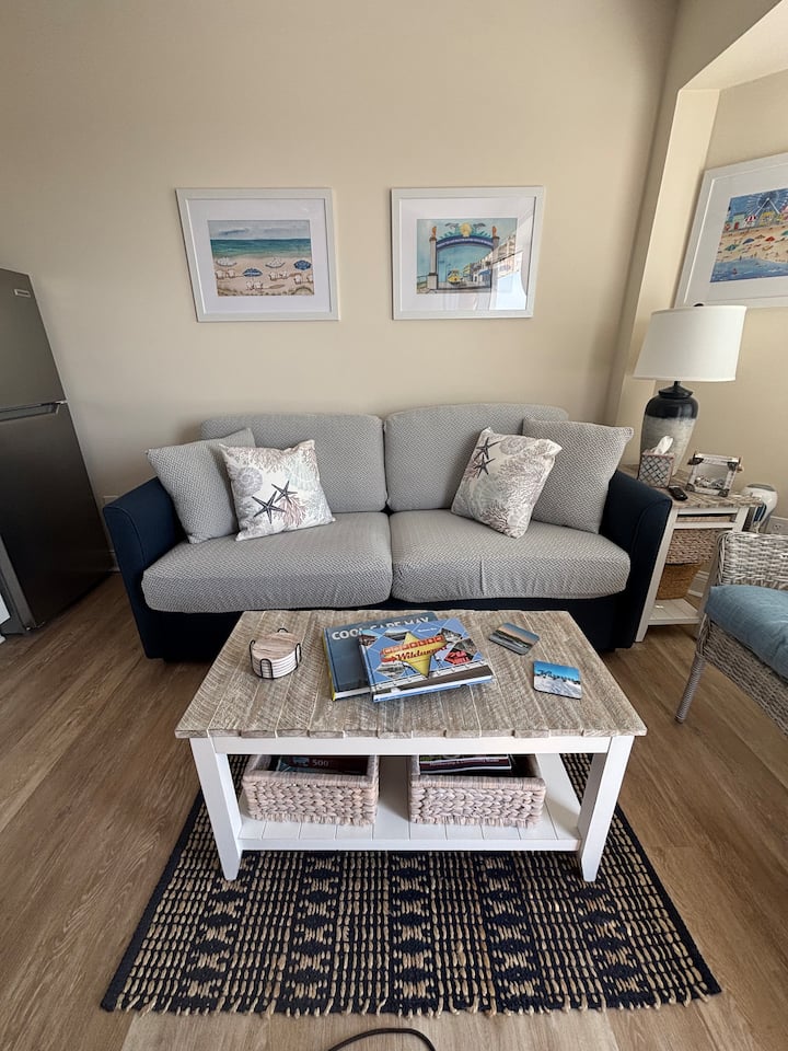 Sofa with queen size pull-out bed.