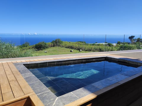 heated pool and stunning sea view