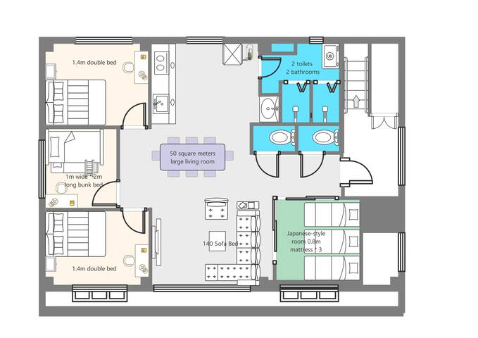 1-min station/4 lines/106㎡, 4BR 2T2B2L1K/Asakusa+ gallery image 3
