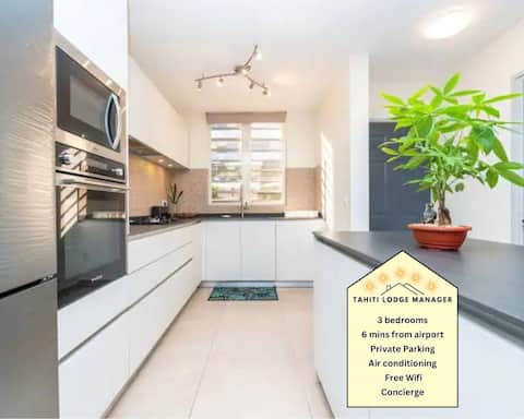 Heitea Lodge - 6 min airport,Fiber,AC & 2 Parkings