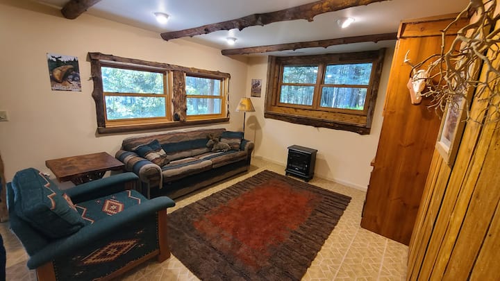 dhomë ndenjjeje me divan të jashtëm.