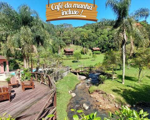 Site with 3 cabins, pool, waterfall and much +