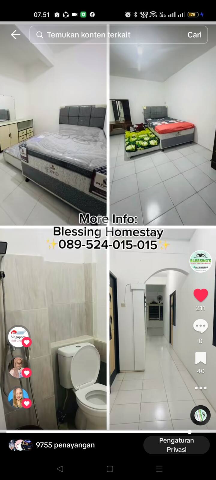 Kos Homestay Tengah Kota Syariah - Kediri
