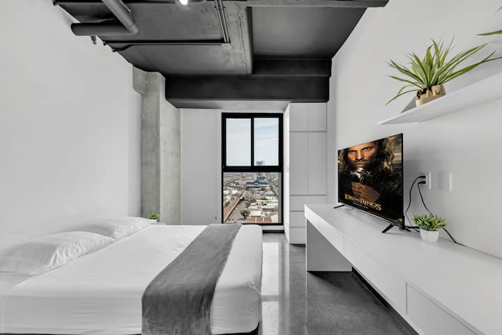 Comfortable and spacious bed. 