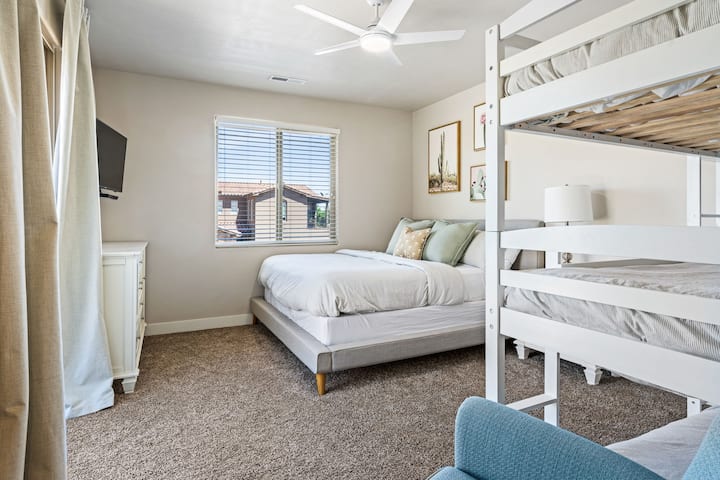 This is the balcony room.  Also has an attached bathroom, triple bunk, and smart TV with Roku to stream your favorite shows.